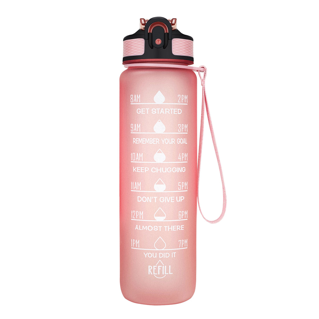 Tomfoto 1100ml Sports Water Bottle with Time Marker BPA Free